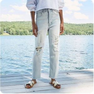 Wild Fable High-Rise Distressed Straight Leg Denim